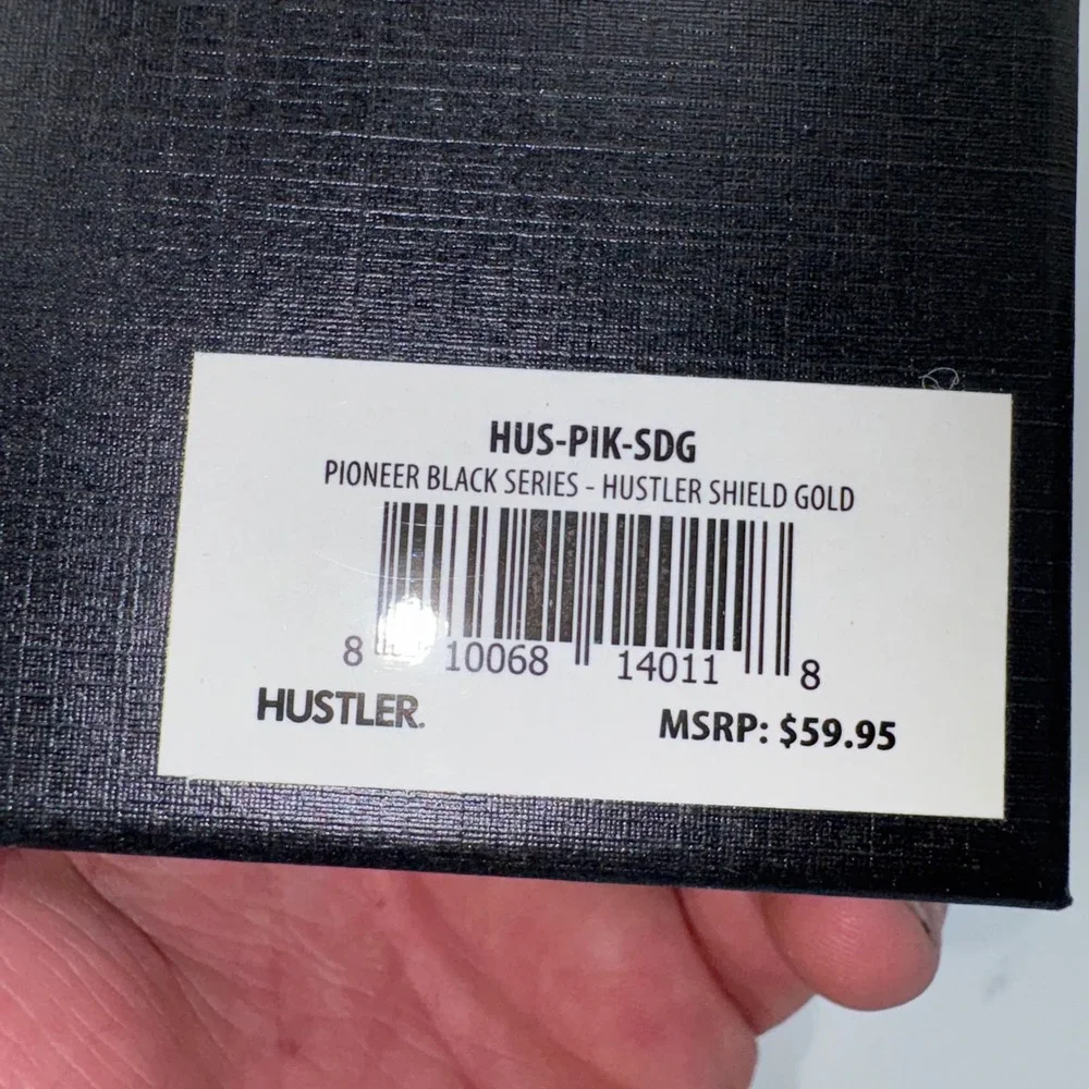Hustler Pioneer Black Series Shield Gold Watch HUS-PIK-SDG Black Leather Strap